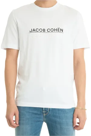 Jacob Cohen Tops, Heren, Wit, M, Katoen, Maxi Logo Katoenen T-shirt