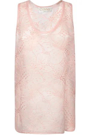 GENNY Tops, Dames, Roze, S, Roze Zijden Top voor Vrouwen