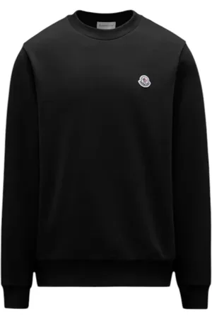 Moncler Sweatshirts & Hoodies, Heren, Zwart, L, Katoen, Katoenen Crew Neck Sweatshirt