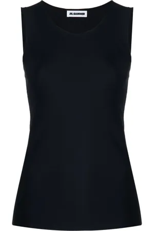 Jil Sander Tops, Dames, Zwart, M, Katoen, Mouwloze Top