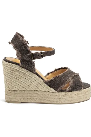 Castaner Schoenen, Dames, Bruin, 36 EU, Jute, Stijlvolle Gekruiste Band Espadrille Sandaal