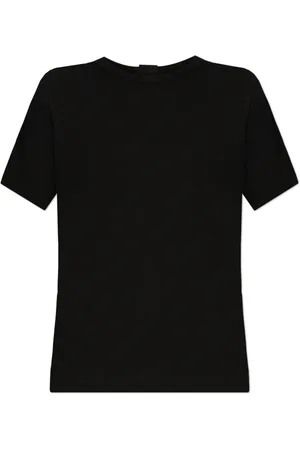 Y-3 Tops, Dames, Zwart, M, Katoen, T-shirt met ronde hals