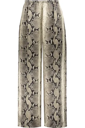 Khaite Broeken, Dames, Veelkleurig, S, Rayon, Python Print Wide Leg Broek