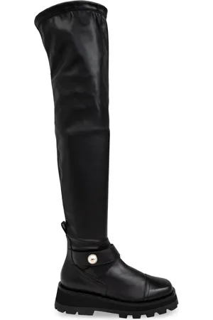 Jimmy Choo Schoenen, Dames, Zwart, 38 EU, Leer, Meena OTK Flat