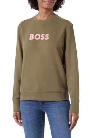 HUGO BOSS Sweatshirts & Hoodies, Dames, Groen, XS, Katoen, Dames Sweatshirt met Uitgebreid Design