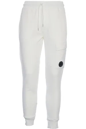 C.P. Company Broeken, Heren, Wit, L, Katoen, Witte Cargo Trainingsbroeken Katoen Diagonaal Fleece
