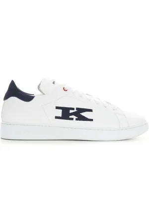 Kiton Schoenen, Heren, Wit, 44 EU, Leer, Geveterde Sneakers met Contrasterende Hiel
