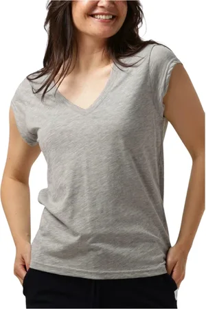 Coster Copenhagen Tops, Dames, Grijs, XL, Grijze Basic V-hals Heart T-shirt