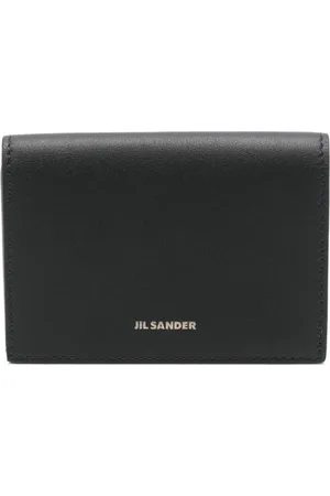 Jil Sander Accessoires, Heren, Zwart, ONE Size, Leer, Zwarte leren portemonnee met logo
