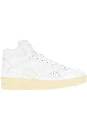 Jil Sander Schoenen, Dames, Wit, 36 EU, Leer, Basket Mid Leather Sneakers