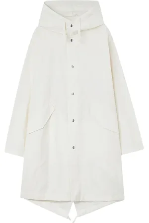 Jil Sander Mantels, Heren, Wit, L, Katoen, Witte Katoenen Fishtail Parka met Capuchon
