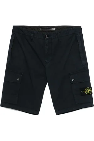 Stone Island Korte broeken, Heren, Blauw, W33, Blauwe Cargo Shorts Fashion