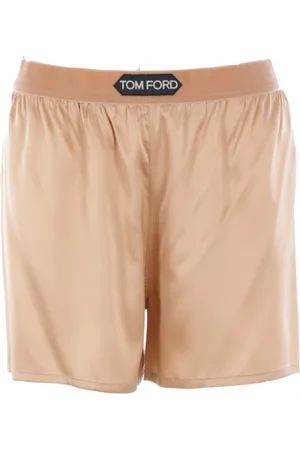 Tom Ford Korte broeken, Dames, , S, Satijn, Zijden Stretch Shorts met Velvet Tailleband