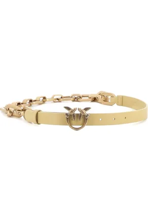 Pinko Accessoires, Dames, Geel, S, Leer, Love Day Riem