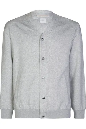 ELEVENTY Truien, Heren, Grijs, XL, Katoen, Cashmere Katoen Zijde Cardigan met Knopen