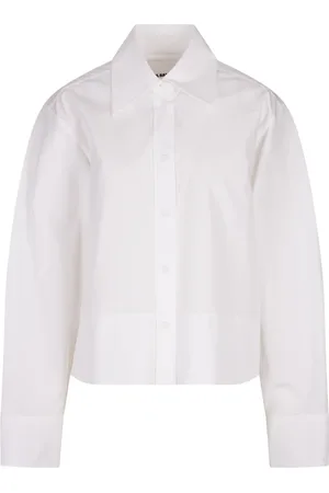 Jil Sander Blouses & Shirts, Dames, Wit, S, Katoen, Boxy Crop Shirt met wijde zoom