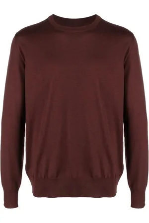 Jil Sander Truien, Heren, Bruin, M, Wol, Rondgebreide trui