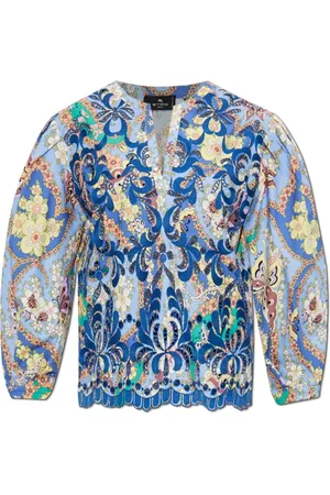 Etro Blouses & Shirts, Dames, Veelkleurig, XS, Katoen, Top met bloemenpatroon