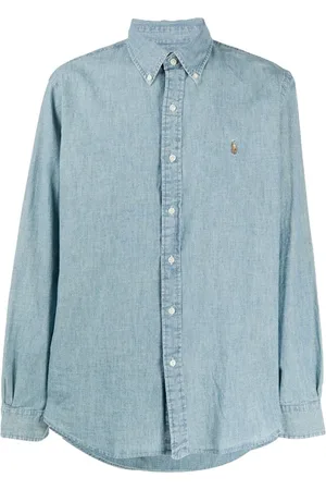 Ralph Lauren Overhemden, Heren, Blauw, M, Katoen, Blauw Chambray Casual Overhemd met Lange Mouwen