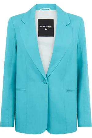 Patrizia Pepe Jassen, Dames, Blauw, L, Linnen, Turquoise Blazer
