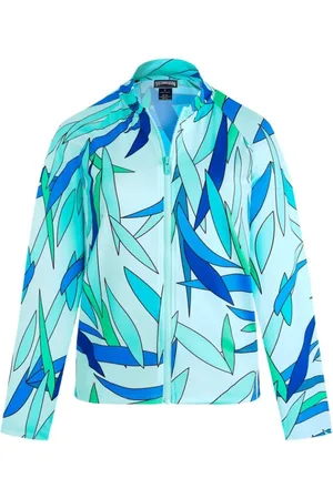Vilebrequin Sport, Dames, Blauw, S, Langarmig Madrague T-shirt met UV-bescherming en rits voor dames