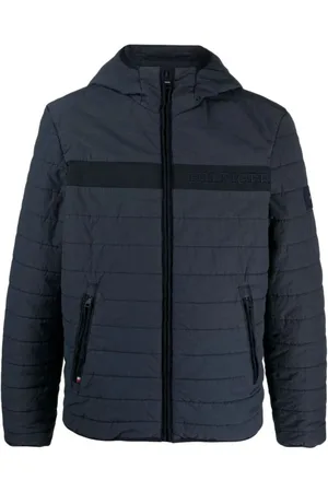 Tommy Hilfiger Jassen, Heren, Blauw, S, Gewatteerde Jas met Capuchon