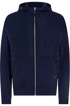 Tommy Hilfiger Sweatshirts & Hoodies, Heren, Blauw, M, Katoen, Gewatteerd sweatshirt met capuchon