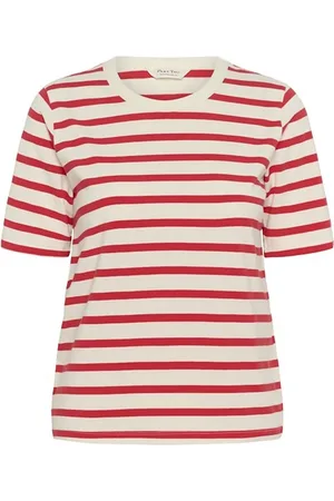 Part Two Tops, Dames, Veelkleurig, M, Katoen, Gestreept T-shirt Bitterzoet En Wit