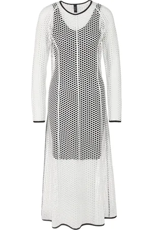 Marc Cain Kleedjes, Dames, Wit, L, Leer, Netjurk met biesdetail