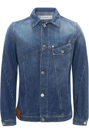 J.W.Anderson Jassen, Heren, Blauw, L, Denim, Blauw Denim Jas met Geborduurd Logo