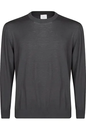 ELEVENTY Truien, Heren, Zwart, XL, Wol, Merino Wol Ronde Hals Trui