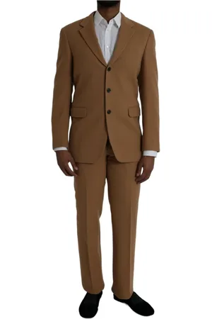 Prada Pakken, Heren, Bruin, 2Xl, Kasjmier, Camel Wool Two-Button Suit