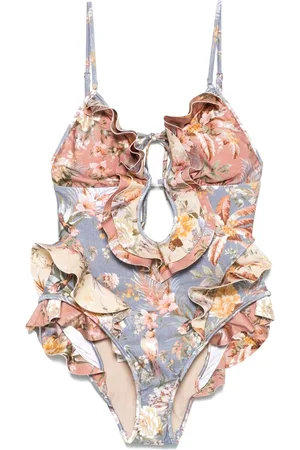 ZIMMERMANN Badkleding, Dames, Veelkleurig, L, Tallow Frill badpak uit één stuk