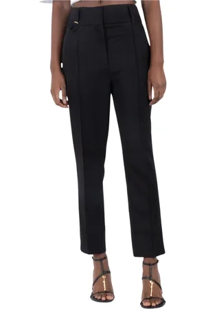 Jacquemus Broeken, Dames, Zwart, L, Leer, Cropped Tailored Broek