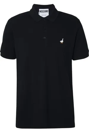 Moschino Tops, Heren, Zwart, S, Katoen, Zwarte Katoenen Polo Shirt