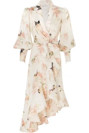 ZIMMERMANN Kleedjes, Dames, Wit, L, Elegante Robe Jurk
