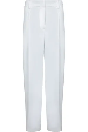 GENNY Broeken, Dames, Wit, S, Satijn, Witte Baggy Cut Satijnen Broek
