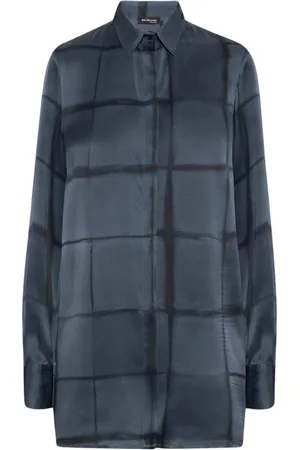 Kiton Blouses & Shirts, Dames, Blauw, S, Iconisch Gedrukt Zijden Overhemd