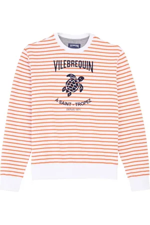 Vilebrequin Sweatshirts & Hoodies, Heren, Oranje, L, Katoen, Gestreept katoenen sweatshirt voor heren