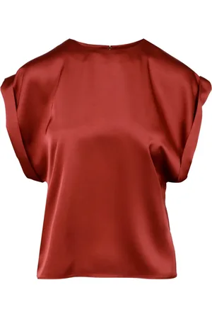 Serafini Blouses & Shirts, Dames, Bruin, S, Satijn, Satin Bruine Shirt Vleugelmouwen