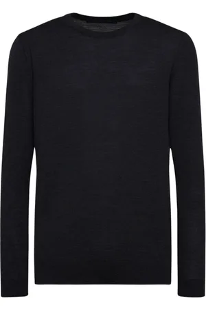 Kiton Truien, Heren, Blauw, M, Wol, Wollen trui met ronde hals