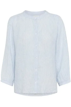 Part Two Blouses & Shirts, Dames, Blauw, L, Linnen, Gestreept Windsurfer Linnen Overhemd