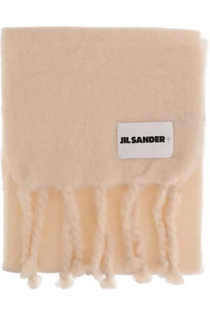 Jil Sander Accessoires, Dames, Roze, ONE Size, Wol, Wollen Sjaal met Franjes
