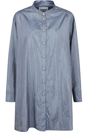 Jil Sander Blouses & Shirts, Dames, Blauw, S, Nylon, Blauwe Zijden Blouse
