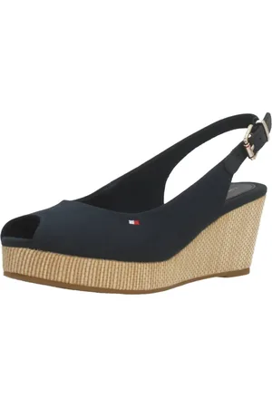 Tommy Hilfiger Schoenen, Dames, Blauw, 41 EU, Polyester, Iconische Elba Sling Back Wedge