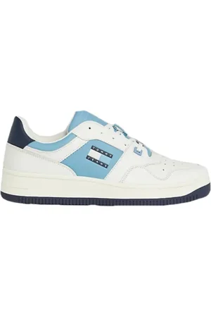 Tommy Hilfiger Schoenen, Heren, Blauw, 41 EU, Leer, Leren Basketball Sneakers