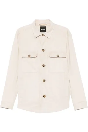 HUGO BOSS Jassen, Heren, Wit, M, Katoen, Witte Overshirt