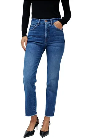 Salsa Jeans, Dames, Blauw, W30 L28, Katoen, Slim Cropped Jeans met Comfortpaneel
