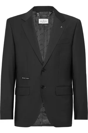 Philipp Plein Jassen, Heren, Zwart, 3Xl, Elegante zwarte blazer met uniek design