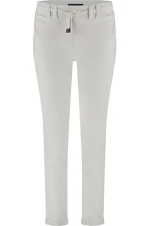 Red Button Broeken, Dames, Wit, M, Katoen, Offwhite Tessy CRP Slubtwill Broek